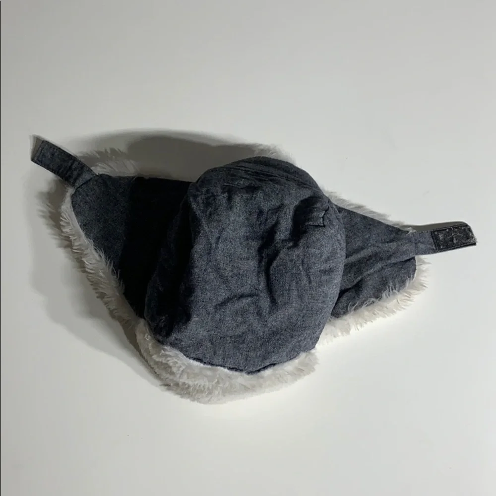 WonderKids Infant grey Fuzzy Ear Flap Hat With Velcro Strap winter outer